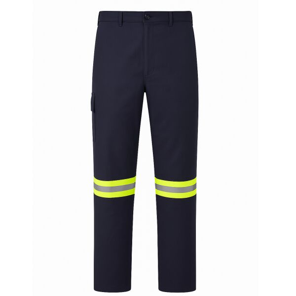 100% Cotton Regular Fit Industrial Work Pants with Reflective Material Thumbnail